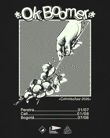 Flyer de la gira Colombotour 2026: Pereira 31/07, Cali 01/08, Bogotá 07/08.